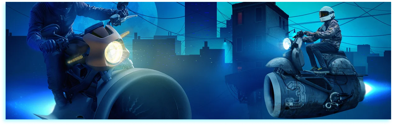 cyberpunk portret vliegende mannen buiten